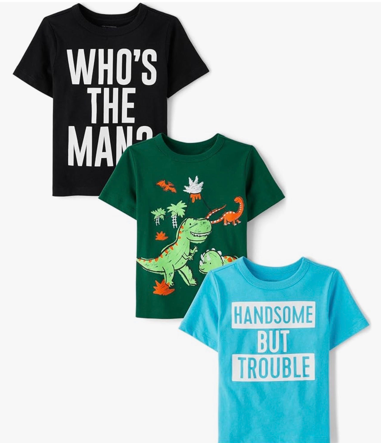 The Children's Place Baby Boys' and Toddler Dino,Animals,Sharks Short Sleeve Graphic T-Shirts,3 Pack