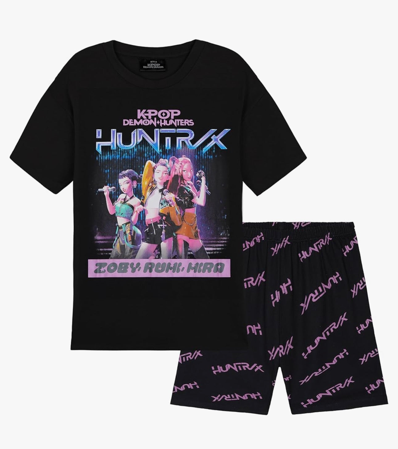 KPop Demon Hunters Officially Licensed 2-Pc Pajamas Set Girls, 5–14 Yrs, Soft PJs Lounge Set T Shirt Shorts, Gifts for Girls