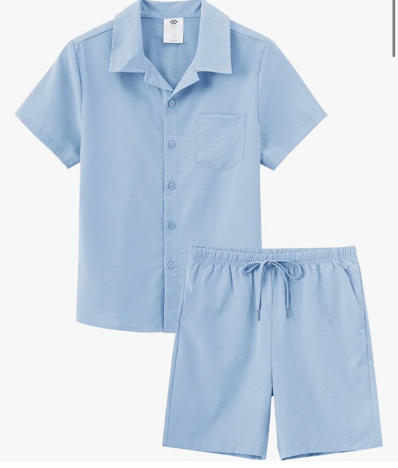 MoFiz Boy's Short 2 Pieces Set Casual Beach Outfits Button Down Shirts Shorts Vacation Texture Sets Kids 6-16 Years