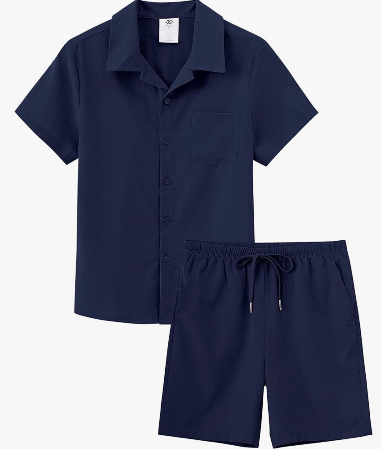 Boy's Short 2 Pieces Set Casual Beach Outfits Button Down Shirts Shorts Vacation Texture Sets Kids 6-16 Years